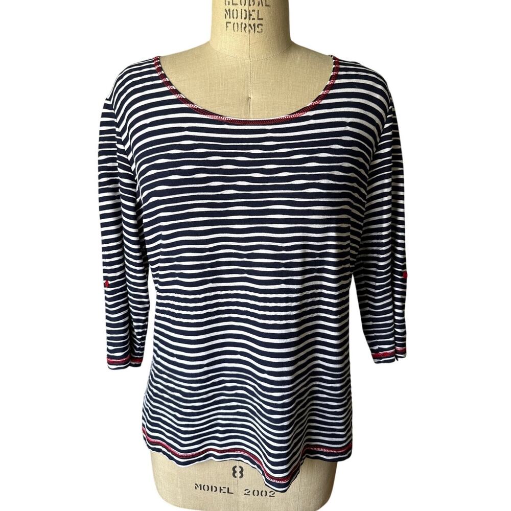 SNO SKINS Striped Top in Blue & White Size Large